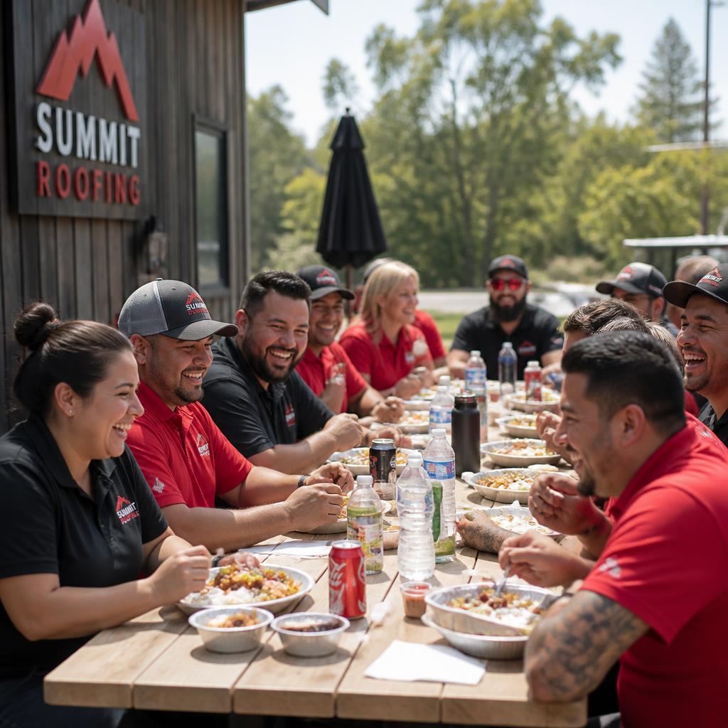 The Max Exteriors team sharing lunch together